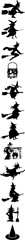 Halloweens silhouette character set collection celebration template decoration