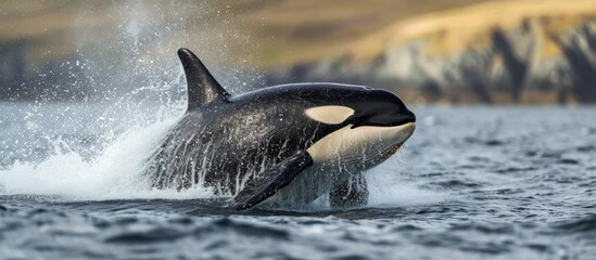 Stunning Image of a Female Killer Whale Breaching in the Kamchatka Peninsula, Pacific Ocean