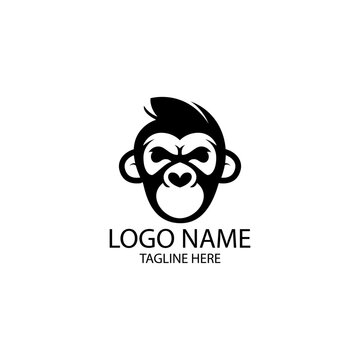 monkey face character logo design vector