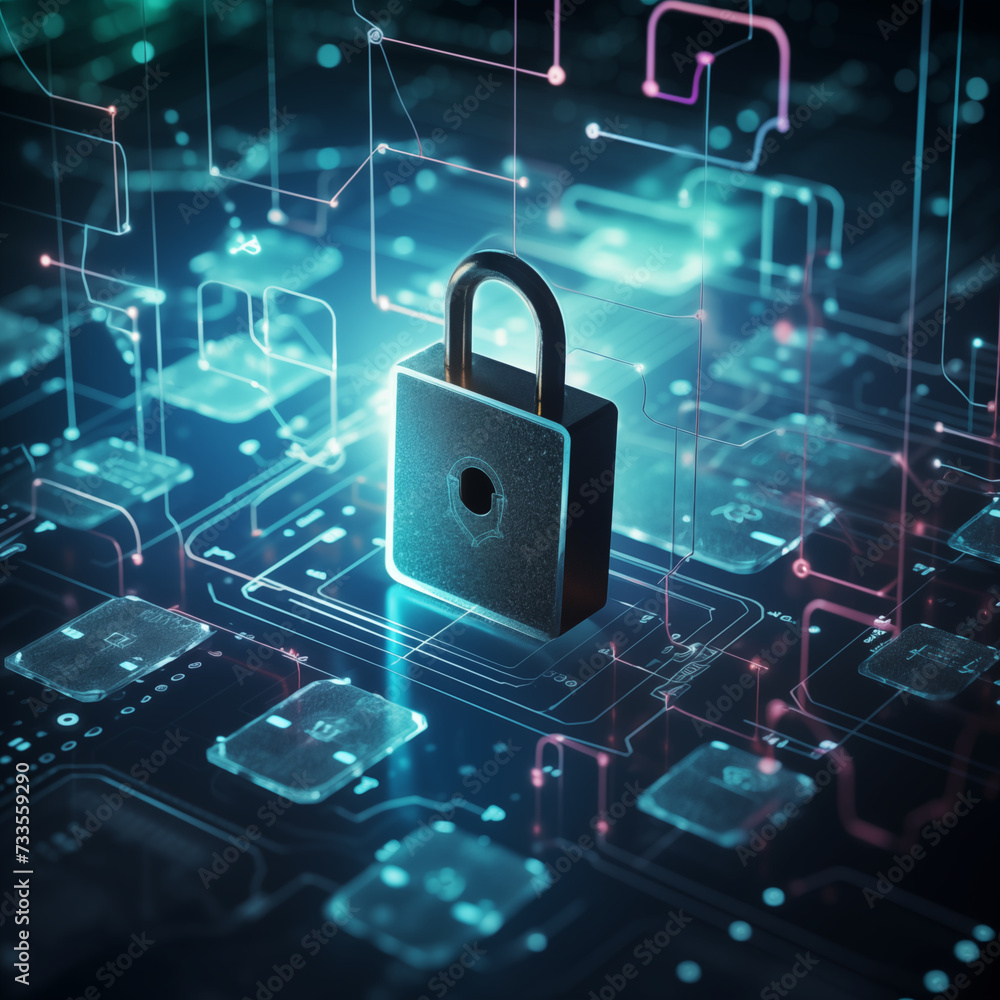 Aufkleber locked data files concept, digital interface, secure and encrypted data, ethical responsibility of s