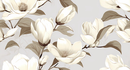 magnolia floral seamless pattern