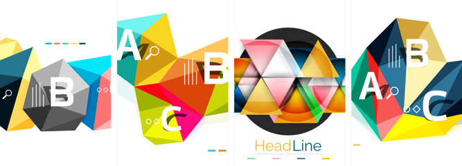 Set of triangle pattern poster backgrounds. Vector illustration For Wallpaper, Banner, Background, Card, Book Illustration, landing page