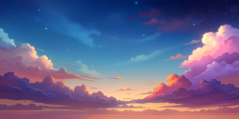 Fototapeta premium Colorful Sky Painting: Sunset and Sunrise Over Sea and Mountains