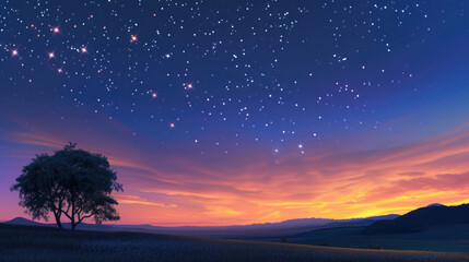 As the sun sets, the celestial theatre begins, with stars dotting the sky