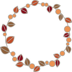 Abstract wild fruit and colorful autumn leaves wreath ornament illustration for decoration on Thanksgivings festival and nature concept. 
