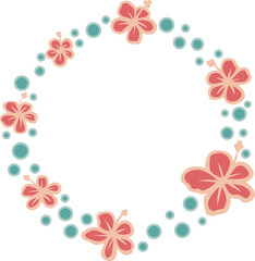 Fototapeta na wymiar Abstract hibiscus flower and bubble water wreath ornament illustration for decoration on summer holiday.