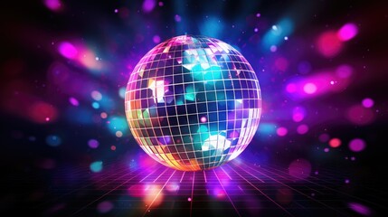 Disco ball close-up. Luminous reflective ball for entertainment, sparkling effect. A nightclub or a party.