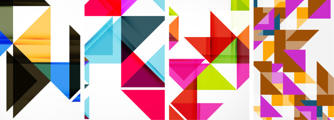 Triangle poster geometric background set