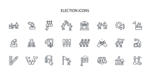 election and voting icon set.vector.Editable stroke.linear style sign for use web design,logo.Symbol illustration.