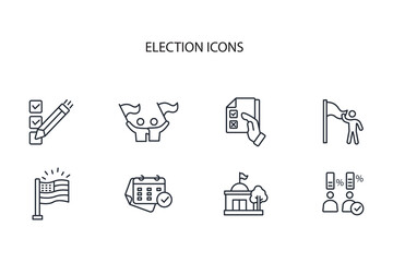 election and voting icon set.vector.Editable stroke.linear style sign for use web design,logo.Symbol illustration.