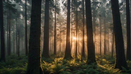 Fototapeta na wymiar the tranquility of a forest at dawn Generative AI