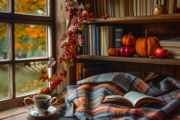 Autumn_cozy_mood._Fall_cozy_reading nook