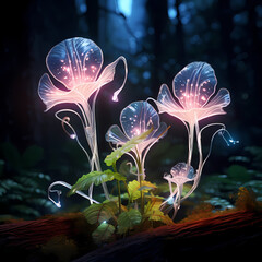 Bioengineered plants with glowing petals.