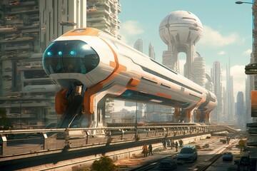 Naklejka premium Conceptual of transportation with clean energy in the future Created with Generative AI technology.