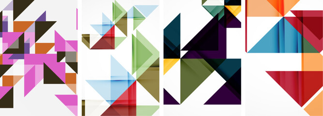 Fototapeta premium Set of abstract random triangle composition backgrounds. Vector illustration for for wallpaper, business card, cover, poster, banner, brochure, header, website