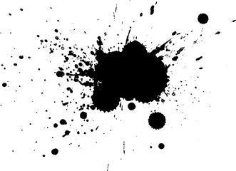 black color ink brush stroke splash splatter on white background