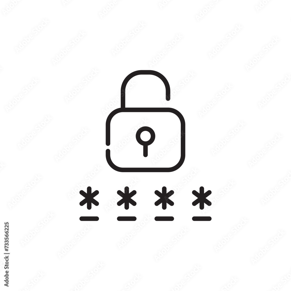 Aufkleber lock and password covered by asterisks. logging into account. pixel perfect icon