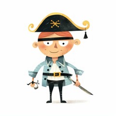 Pirate cartoon character drawing design for student learning Created with Generative AI technology.