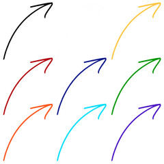 Fototapeta na wymiar Arrow Line Upward Curved Arrow Sketch Arrow Line Element Arrow Line Upward Curved Arrow Scribble Set Collection