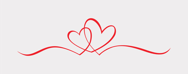 Continuous one line drawing of heart isolated on white background