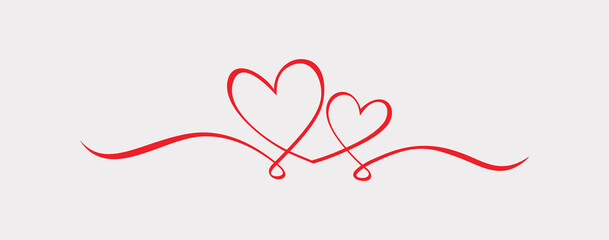 Continuous one line drawing of heart isolated on white background