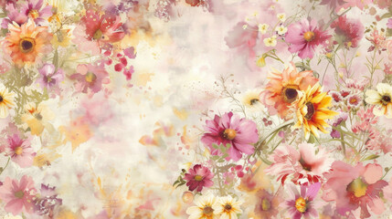 Vibrant watercolor florals dance in an enchanting pattern