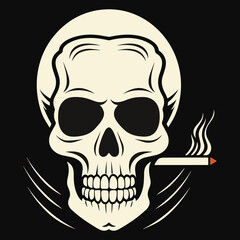 a logo design of a skull with a cigar in his mouth