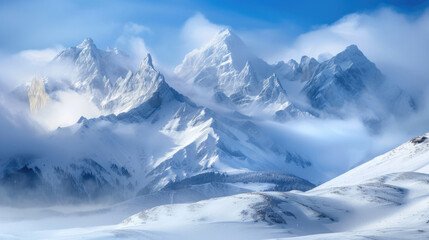 Fototapeta na wymiar Spectacular snow-dusted peaks