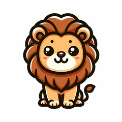 Fototapeta premium flat logo of Vector chibi lion illustration vector