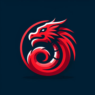 flat logo of Vector red dragon illustration vector