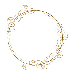 Vector round gold floral frame with ivy leaves decoration. Luxury wreath template for invitations and greeting cards.