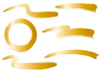 Obraz premium 筆書き風の装飾素材セット、和風デザイン