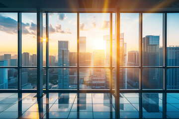 Large Office Window with View of Cityscape 