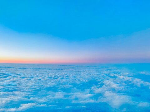 Tranquil photo at evening hours on a plane depart from Japan
