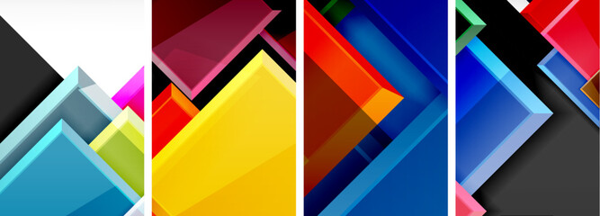 Color glass glossy square composition poster set for wallpaper, business card, cover, poster, banner, brochure, header, website