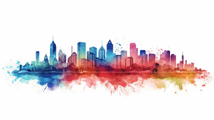Ink city silhouette illustration material
