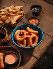 onion rings and fries