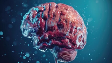 Explore a top view of a human brain enhanced with futuristic biotech elements. Ai Generated.