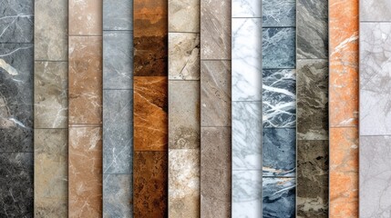 Fototapeta premium Assorted wall tile samples showcasing diverse textures. Design possibilities unfold, Ai Generated.