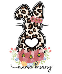 Mama Bunny Easter Cute Floral Bunny Leopard Print Easter T shirt Design