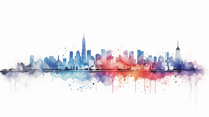 Obraz premium Ink city silhouette illustration material 