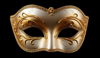 Half face gold carnival mask, dazzling in festival lights, adding mystique. Ai Generated