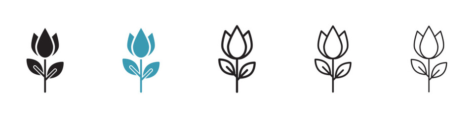 Floral Elegance Vector Icon Set. Dutch bloom design vector symbol for UI design.