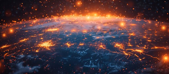Abstract global network over Earth at night