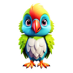 parrotVector illustration of cute little baby parrot isolated on white. Animal clipart in flat style isolated on transparent or white background, background cutout png