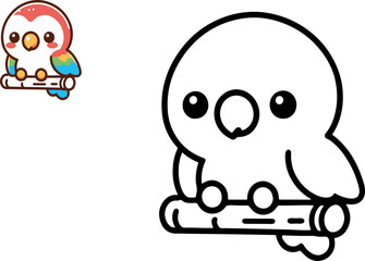 Coloring book with cute bird, vector illustration.