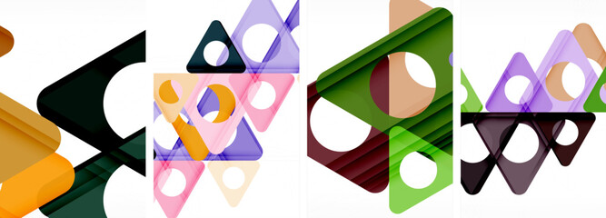 Abstract background set featuring captivating triangles. Harmonious blend of geometry and style, these designs bring modern flair