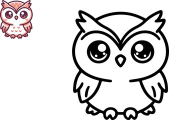 Illustration of Cartoon owl, Coloring book