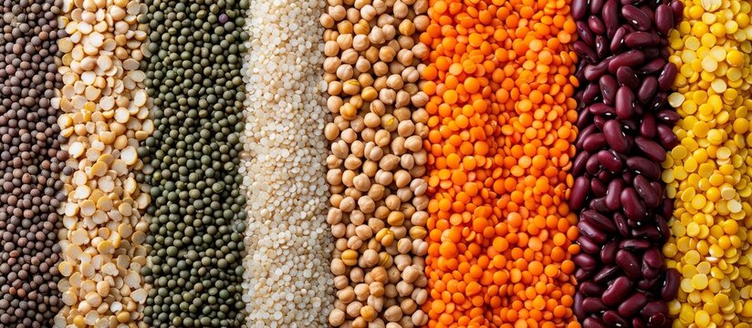 Striped Rows of Lentils, Beans, and Chickpeas Create a Beautifully Textured Striped Pattern