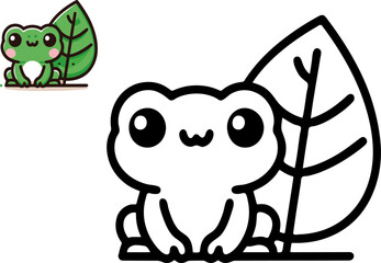 Illustration of Cartoon frog, Coloring book